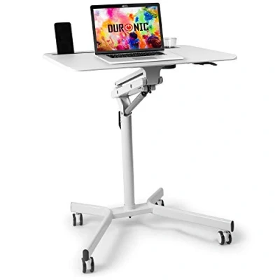Abbildung von Duronic WPS57 Arbeitstisch Laptoptisch 70 x 52 cm bis 10 kg Computertisch mit Rollen Höhenverstellbarer Projektortisch für Beamer Sitz Stehtisch Schreibtisch Rolltisch Beistelltisch Sofatisch