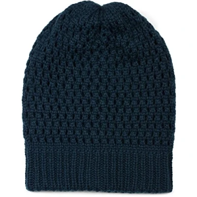 Abbildung von styleBREAKER Strick Beanie Mütze mit Loch Muster, Slouch Longbeanie Winter, Strickmütze, Unisex 04024139, Farbe:Dunkelblau