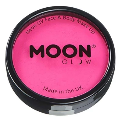 Abbildung von Moon Glow Pro Intensiv Neon UV Gesichts und Körperbemalung in Kuchentöpfen, professionelles wasserbasiertes Gesichtsbemalungs Make up für Erwachsene Kinder, 36 g (Intensivrosa)