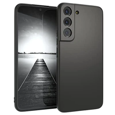 Abbildung von EAZY CASE Handyhülle Silikon mit Kameraschutz kompatibel Samsung Galaxy S22 5G in Schwarz Matt, Ultra dünn, Slimcover, Silikonhülle, Hülle, Softcase, Backcover