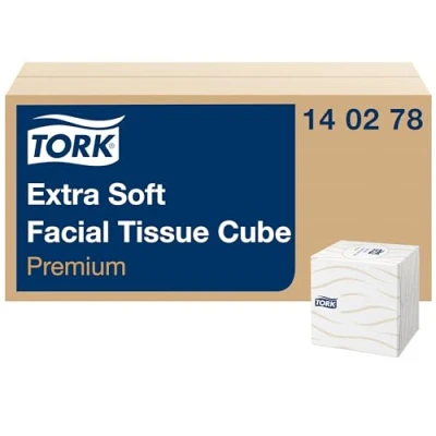 Abbildung von Tork extra weiche Kosmetiktücher (im Spenderwürfel), Premium, 2 lagig, 100 Blatt, 140278