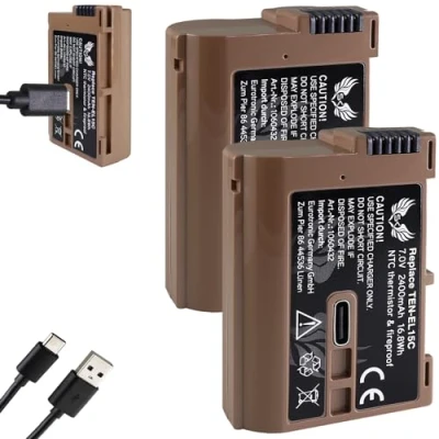 Abbildung von 2X SK Akku Ersatz für Nikon EN EL15c / 2400mAh EL15b EL15a EL15 mit USB Typ C Ladebuchse // NTC Sensor &amp; V1 Gehäuse Z8 Z7 II Z6
