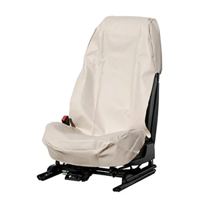 Abbildung von 1 Stück Sitzschoner Auto Werkstattschoner Creme Sitzbezug Beige aus robustem Kunstleder ECO Leder Schonbezug wasserdicht + pflegeleicht robust langlebig PU (1 Beige)