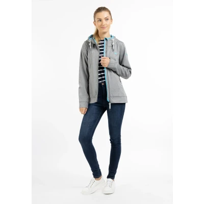 Abbildung von Schmuddelwedda Funktions Regenjacke / wasserabweisende Jacke, Damen, Größe: 34, Grau melange dunkelaqua