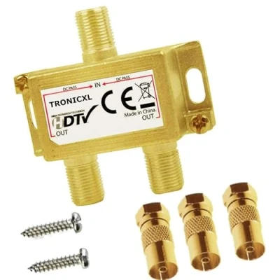 Abbildung von TronicXL Premium Koax Antennenverteiler HD 3D 4K Verteiler Weiche Splitter zb für DVBT DVBT2 DVBC SAT Unicable Kabelfernsehen Unitymedia Vodafone Sky NetAachen Primacom Kabelfernseh Digital HDTV