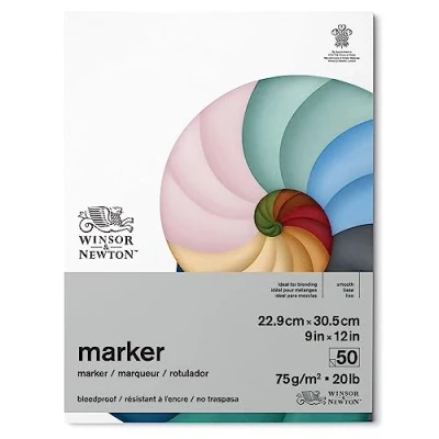 Abbildung von Winsor &amp; Newton 6002006 Markerpapier, Weiß, 22,9 x 30,5 cm 50 Blatt Block, 75g/m²