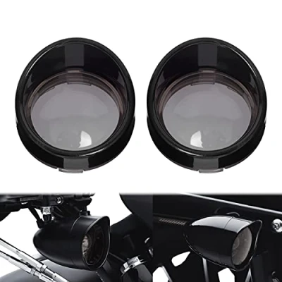 Abbildung von HDBUBALUS Visier Stil Blinkerblende, Blinker, Linse, passend für Harley Touring FLHX Sportster Softail Dyna, schwarz glänzend