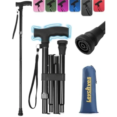 Abbildung von Gehstock Damen, Klappbar Höhenverstellbar Herren für 5.2FT 6.1FT, Spazierstock Senioren