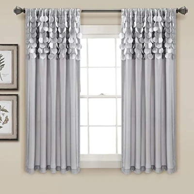 Abbildung von Lush Decor Circle Dream Fenstervorhänge Set für Wohnzimmer, Esszimmer, Schlafzimmer, 137 cm B x 160 L, Hellgrau