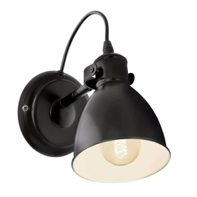 Abbildung von Eglo 49468 Wandleuchte PRIDDY Stahl schwarz, weiß, E27 1X40W H:21,5cm L:13cm dimmbar