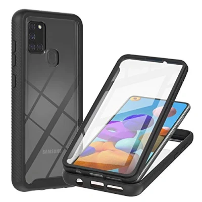 Abbildung von Yutwo Kompatibel mit Samsung Galalxy A21S Hülle, Hülle Jofun 360 Grad Case Stoßfest Schutzhülle Rundumschutz Displayschutz Kratzfest Bumper Handyhülle für Schwarz