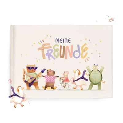 Abbildung von mintkind Freundebuch Grundschule Coole Tiere, Hardcover, 80 Seiten, DIN A5 quer, 140g Naturpapier, Seiten zum Ausmalen, Ankreuzen, Einkreisen und Schreiben