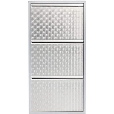 Abbildung von Kare Design Schuhschrank Caruso Silber, Metall, mit 3 Klappen, Schuhablage für 6 Paar Schuhe, schmal, platzsparend, hoch, Schuhregal, Eingangsbereich, 103x50x14 cm (H/B/T)