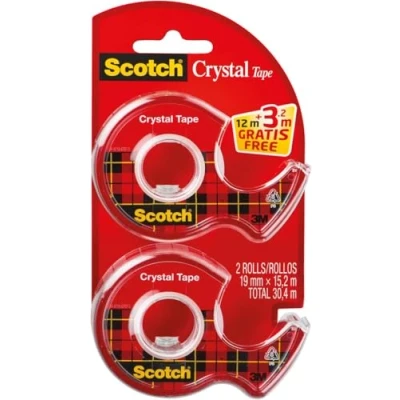 Abbildung von Scotch 6 1915DP Handabroller Promotion Einweg inklusive Crystal Klebeband, 19 mm x 12 m mit 3.2 gratis, 2 Stück