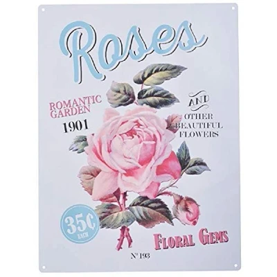 Abbildung von linoows Blechschild, Reklameschild Rosen Schild, Romantic Garden Wandschild 40x30 cm