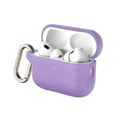 Abbildung von RHINOSHIELD AirPods Case mit Karabiner kompatibel Apple [AirPods Pro 2] Fallschutz in Militärqualität, Kratzfest, kabelloses Aufladen [Violett, Standard Set]