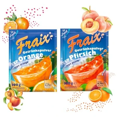 Abbildung von FRAIX Getränkpulver Orange + Pfirsich (50er KOMBIPACK) (je 25 x 100g) fruchtig &amp; erfrischend mit Vitamin C