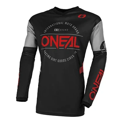 Abbildung von O&#039;NEAL Motocross Trikot Enduro MX Atmungsaktives Material, gepolsterter Ellenbogenschutz, Passform für maximale Bewegungsfreiheit Element Jersey Brand V.23 Erwachsene Schwarz Rot L