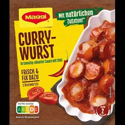 Abbildung von MAGGI Fix für Currywurst, Würzmischung, mit natürlichen Zutaten*, 2 Portionen, 1er Pack (1 x 38g)