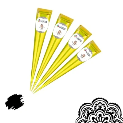 Abbildung von 4x FADEDA 100% Natural Henna Paste Cones Kegel Schwarz No Mix, PPD, 100g
