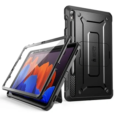 Abbildung von SUPCASE Unicorn Beetle Pro Hülle für Samsung Galaxy Tab S9 / S8 S7 (11 Zoll), Bumper Case 360 Grad Schutzhülle mit integriertem Displayschutz &amp; S Pen Halter Ständer (Schwarz)