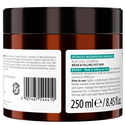 Abbildung von L &#039;biotica biovax Maske für kraftloses Haar mit dem herausfallen Tendenz 250 ml