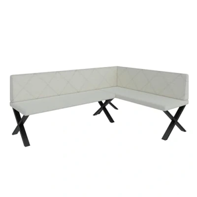 Abbildung von Eckbank Akiko Metal X Eckbankgruppe für Ihrem Esszimmer, Küche modern, Sitzecke, Essecke. Perfekt Küche, Büro und Rezeption. Solide Starke Verarbeitung. (196x142 Rechts Inari22)