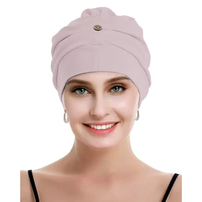 Abbildung von osvyo Baumwoll Chemo Kopfbedeckung für Damen mit Krebs und Haarausfall, Mütze aus Baumwolle, Leichte Kopfbedeckung, Versiegelte Verpackung