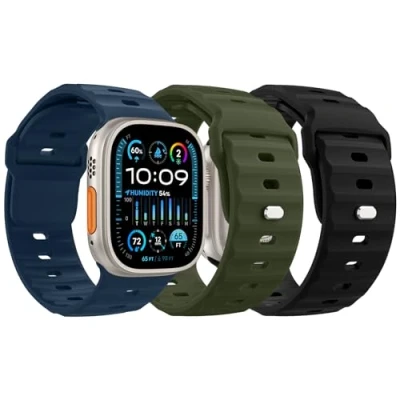 Abbildung von MoKo 3Stück Ozean Armbänder Kompatibel mit Apple Watch Ultra 2 Armband 49mm 46mm 45mm 44mm 42mm für Herren Damen,Wasserdicht Silikon Sport iWatch Serie 10 9 8 7 6 5 4 3 SE 2,S/AG/TB