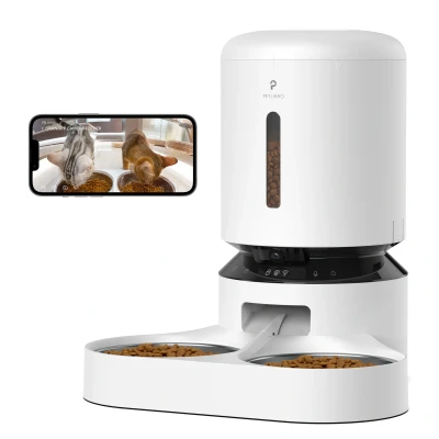 Abbildung von Petlibro Granary Dual Futterautomat für Katzen und Hunde mit Überwachungskamera 5L weiß