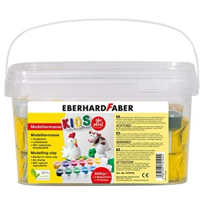 Abbildung von Modelliermasse EFA PLAST classic Kids 2kg weiß im Eimer inkl. 14 Farben (Spar Set), Ideal für Ostern zum Basteln