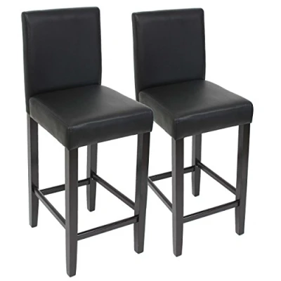 Abbildung von Mendler 2er Set Barhocker Barstuhl M37 Kunstleder schwarz, dunkle Füße