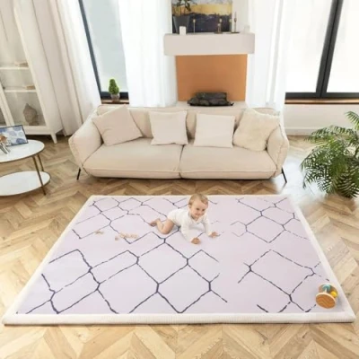 Abbildung von Wolkenweiche Spielmatte Baby 200x150x2,5cm Kinderzimmer Teppich mit hochwertigem Memory Schaum Krabbelmatte Rutschfester Unterseite Krabbeldecke Baby, Kinderteppich, Tatami Matte