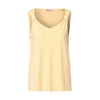 Abbildung von STREET ONE Damen 3227285 Silk Look Top mit Knoten, Buttercream Yellow, 34