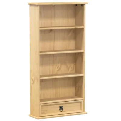 Abbildung von SDWEHO7 4 Ebenen Standregal Bücherregal DVD Regal freistehendes Büroregal Aufbewahrungsregal Wohnzimmer Regal, 52x17,5x103 cm Massivholz Kiefer
