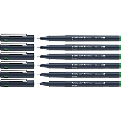 Abbildung von Schneider Pictus Fineliner (Strichstärke 0,3 mm, dokumentenechte Pigmentliner, metallgefasste Spitze, Gehäuse aus 85% recyceltem Kunststoff) 6er Pack, grün