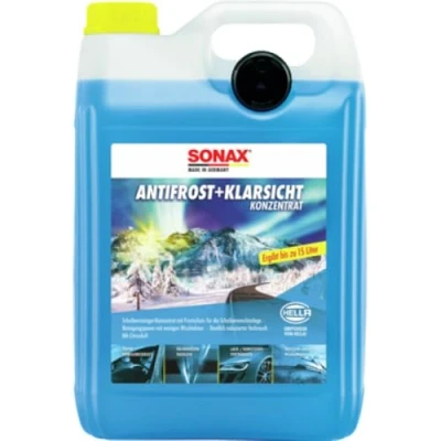Abbildung von SET! 2 x 5 L SONAX ANTIFROST&amp;KLARSICHT KONZENTRAT Scheibenreiniger Scheiben Scheinwerfer Frostschutz mit Citrusduft bis 30