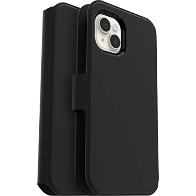 Abbildung von Apple iPhone 14 Plus Hülle Kunstleder OtterBox Klapphülle Handyhülle Schwarz Shockproof/Stoßfest