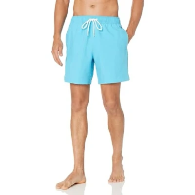 Abbildung von Amazon Essentials Herren Badehose, Schnell Trocknend, 18 cm, Aquablau, XS