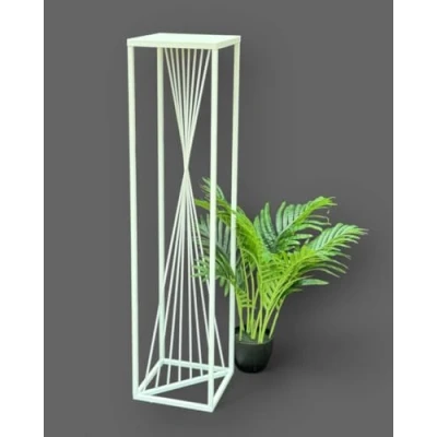 Abbildung von DanDiBo Blumenhocker Metall Weiß Eckig 100 cm Blumenständer Beistelltisch
