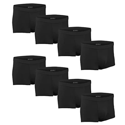 Abbildung von NAHLE ® Herren Boxershorts Baumwolle 8er Pack Weiß Grau Schwarz Men Männer Unterwäsche Unterhosen Retroshorts (Schwarz, M)