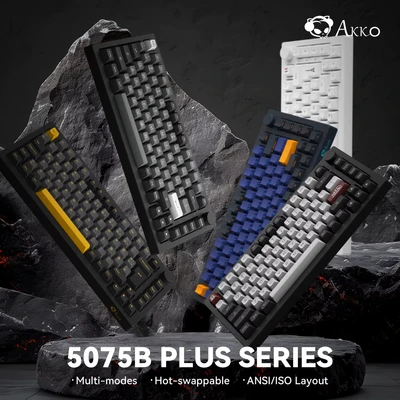 Abbildung von Akko 5075B Plus Schwarz &amp; Cyan 75% Heißer Swap Multi Modi RGB Mechanische Gaming Tastatur 2,4 GHz