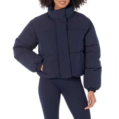 Abbildung von Amazon Essentials Damen Crop Daunenjacke (in Übergröße erhältlich), Marineblau, XL