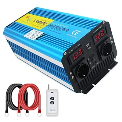 Abbildung von 3000W KFZ Reiner Sinus Spannungswandler Auto Wechselrichter 12v auf 230v Umwandler Inverter Konverter mit 2 EU Steckdose und USB Port Fernsteuerung Spitzenleistung 6000 Watt