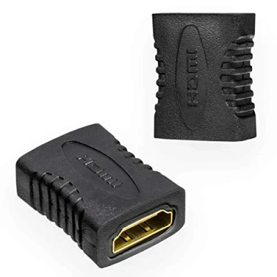 Abbildung von HDMI Kupplung auf Adapter 1 Stück Full HD 1080P HQ HDR Buchse zu High Speed Verbinder Verlängerung Vergoldete Kontakte geeignet für HDTV, TV Stick, Set Top Box, Beamer, Monitor