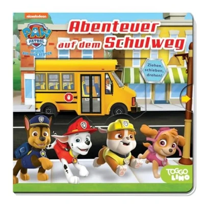 Abbildung von PAW Patrol: Abenteuer auf dem Schulweg: Pappbilderbuch mit Schiebern und Drehscheibe