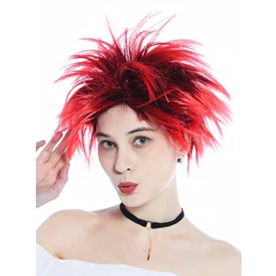 Abbildung von WIG ME UP 91819 B ZA13 ZA103 Perücke Damen Herren Karneval Halloween wild Strähnen hochtoupiert schwarz rot Punk Gothic Troll Teufel