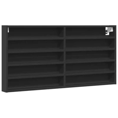 Abbildung von vidaXL Vitrinenschrank, Sammlervitrine 10 Ablagen, Hängevitrine Wandregal für Wohnzimmer, Glasvitrine Wandvitrine Hängeregal, Schwarz Holzwerkstoff