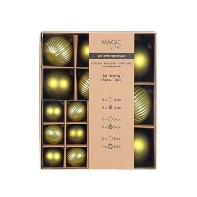 Abbildung von Weihnachtskugeln Glas 4 8cm Mix 16er Set matt &amp; glänzend gerillt Christbaumkugeln Weihnachtsbaumkugeln für Weihnachten Christbaumschmuck Weihnachtsbaumschmuck Olivgrün Green Olives