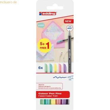 Abbildung von edding Fasermaler 1200 VE=6 Stück/6 Farben Blister